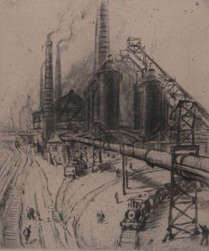 Appraisal: Mill Road and Train circa drypoint etching on Paper th