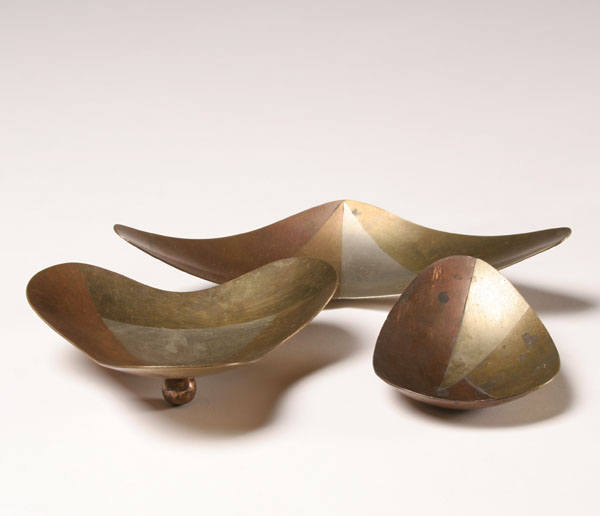 Appraisal: Three Taxco Mexican bowls mixed married metals in modern design