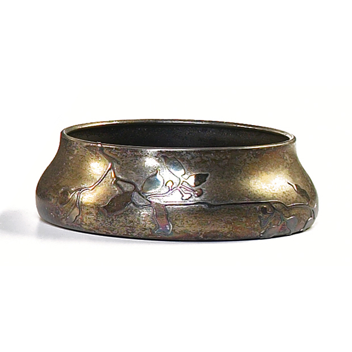 Appraisal: Heintz bowl sterling on bronze applied leaf and berry design