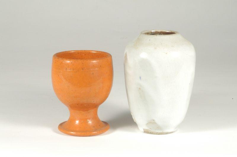 Appraisal: Signed Jugtown Ware Lead glazed earthenware egg cup H and