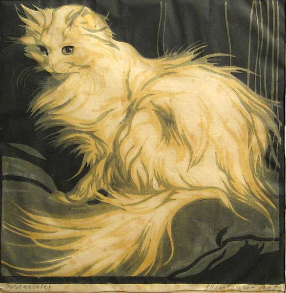 Appraisal: Norbertine von Bresslern-Roth Austrian - Angora Cat c Color linocut