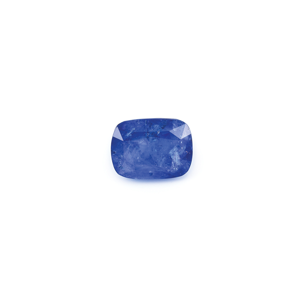 Appraisal: Unmounted Sapphire One cushion-shaped sapphire ap cts