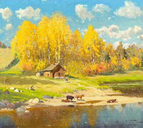 Appraisal: MAKOVSKIJ ALEKSANDR VLADIMIROVIC Moscow - Lenningrad Landscape with house and