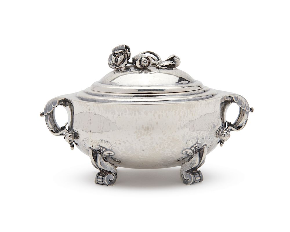 Appraisal: GEORG JENSEN Silver Rose Bonbonniere No GEORG JENSEN Silver Rose