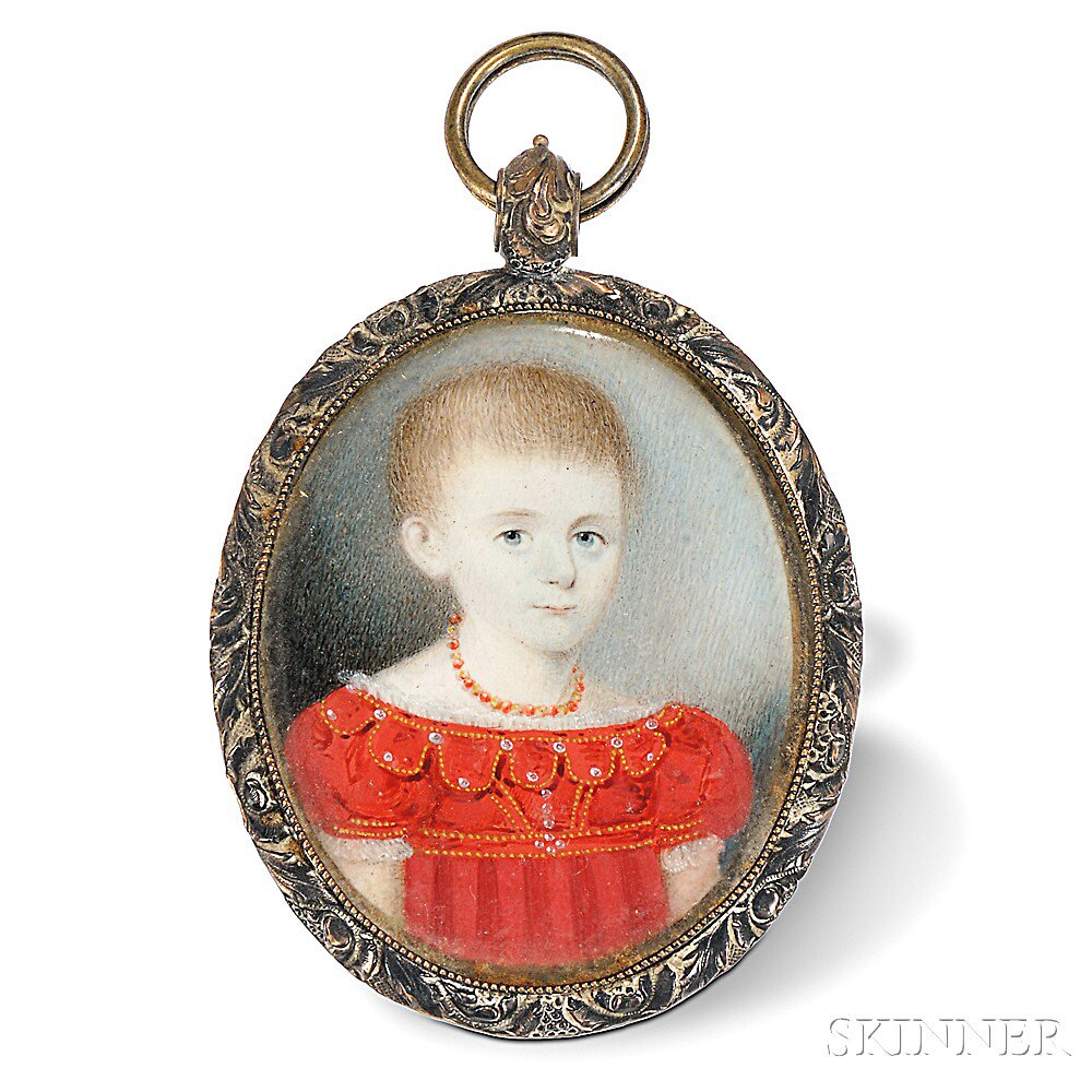 Appraisal: American School Early th Century Miniature Portrait of a Young