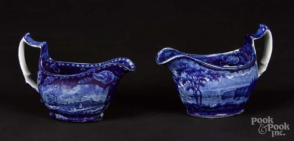 Appraisal: Two Historical blue Staffordshire gravy boats Two Historical blue Staffordshire