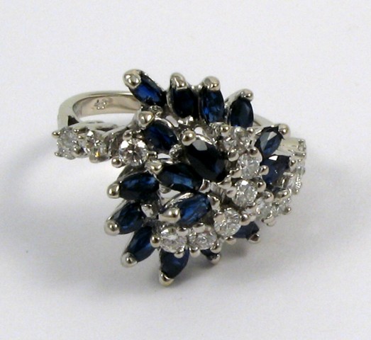 Appraisal: SAPPHIRE DIAMOND AND WHITE GOLD RING The k white gold