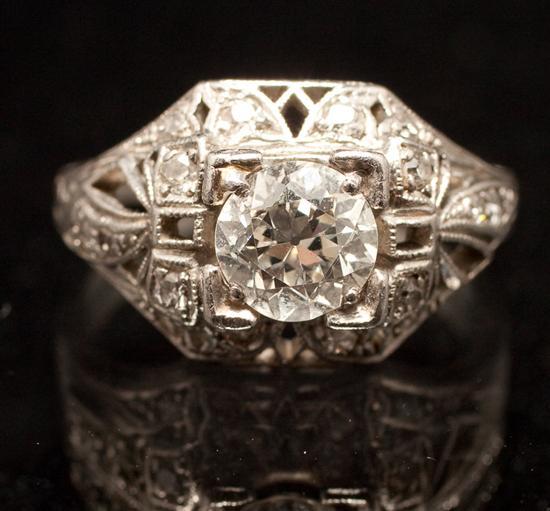 Appraisal: Art Deco diamond and platinum ring diamond approximately cts size