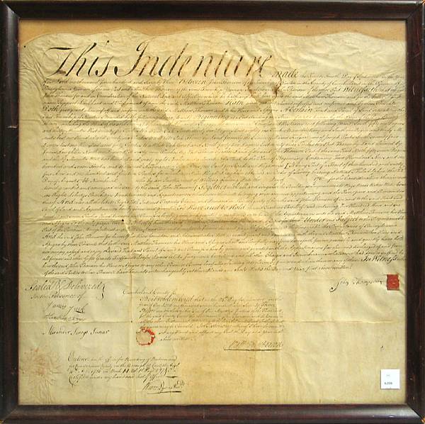 Appraisal: INDENTURE Indenture on vellum Pennsylvania