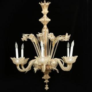 Appraisal: Vintage Murano Aventurine Chandelier mid th century gold flecks mouth