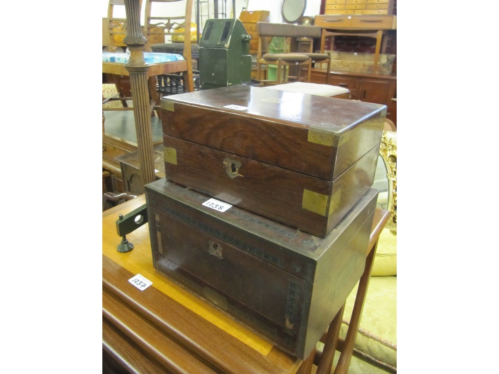 Appraisal: Victorian travel box and writing box with contents and a