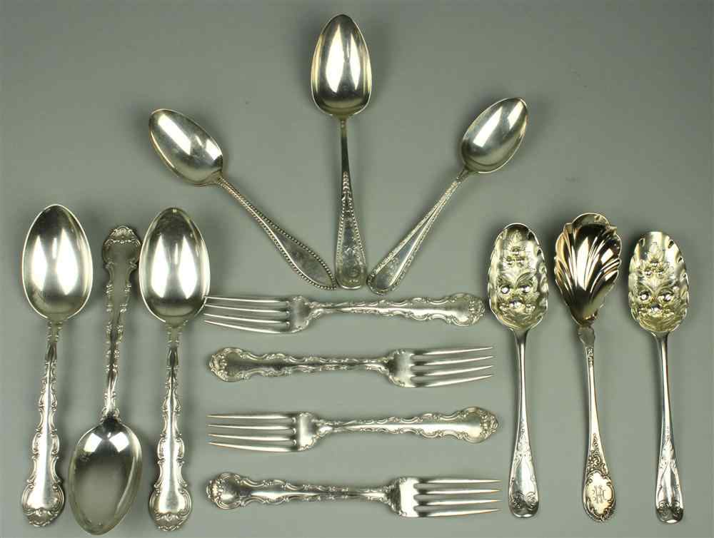 Appraisal: FIVE GORHAM STERLING ''STRASBOURG'' PATTERN FORKS AND SIX SERVING SPOONS