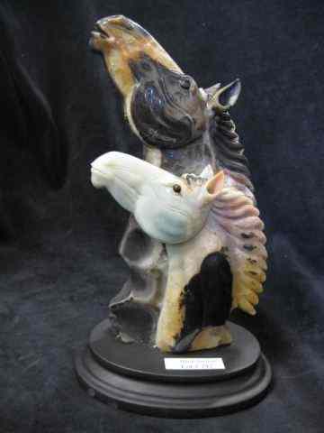 Appraisal: Hardstone Carving of Horseheads very well done rich colors in