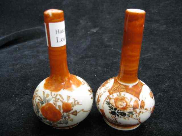 Appraisal: Pair of Miniature Japanese Kutani or Aritaporcelain vases one signed