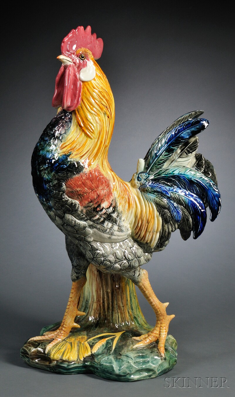 Appraisal: Majolica Rooster Vallauris France late th century attributed to Jerome