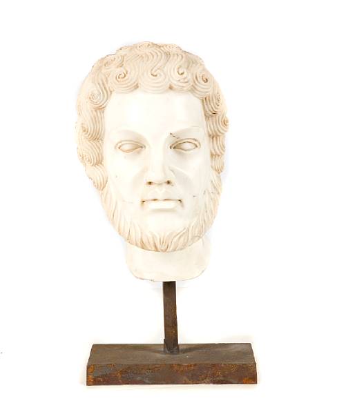 Appraisal: A carved marble head of a Roman after the antique