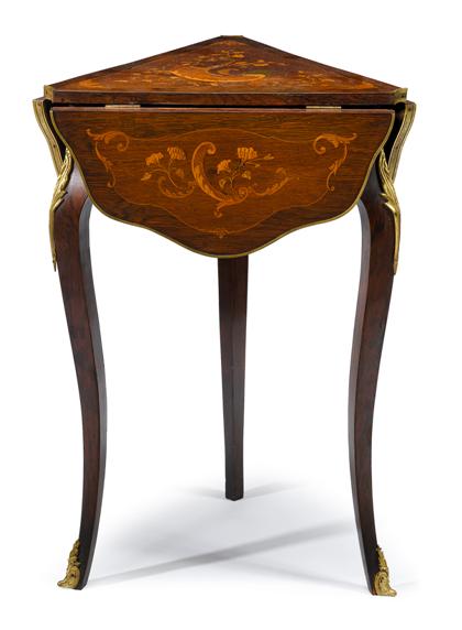 Appraisal: Louis XVI style mahogany and marquetry inlaid occasional table The