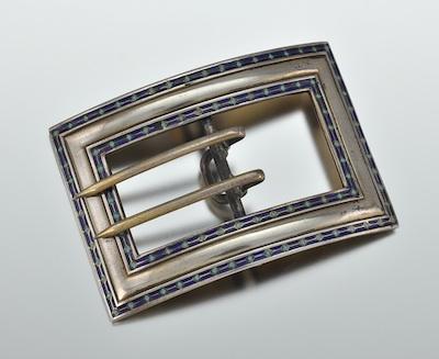 Appraisal: A Sterling Silver and Enamel Belt Buckle by William B