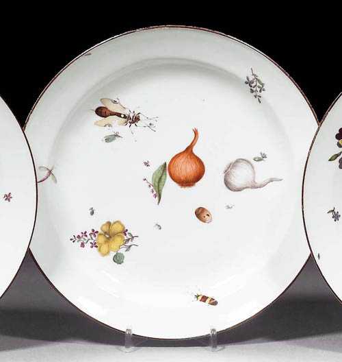 Appraisal: PLATE WITH HOLZSCHNITTBLUMEN Meissen circa Painted with wood cut flowers