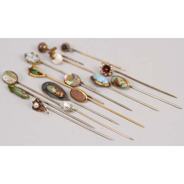 Appraisal: Collection of antique Victorian Nouveau Art Deco stick pins Gem