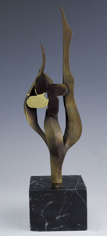 Appraisal: Mystery Artist Modernist Abstract Bronze Sculpture Mystery artist signed abstract