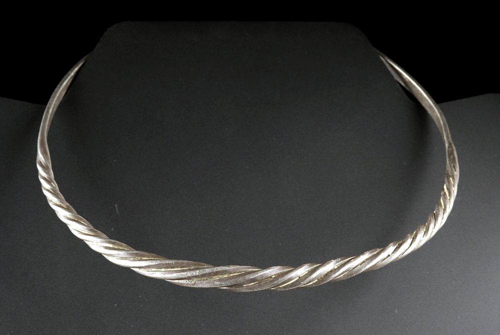 Appraisal: th C Viking Twisted Silver Torc Necklace Northern Europe Viking