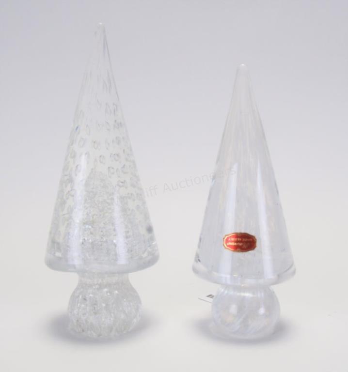 Appraisal: Two Murano glass trees including a clear glass cone-formed tree