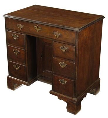 Appraisal: A mahogany kneehole desk the moulded edge top above a