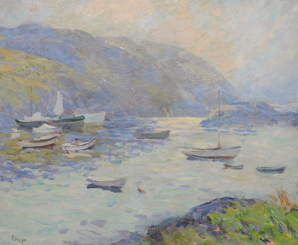 Appraisal: Charles Henry Ebert American - Sailboats in the Inlet oil