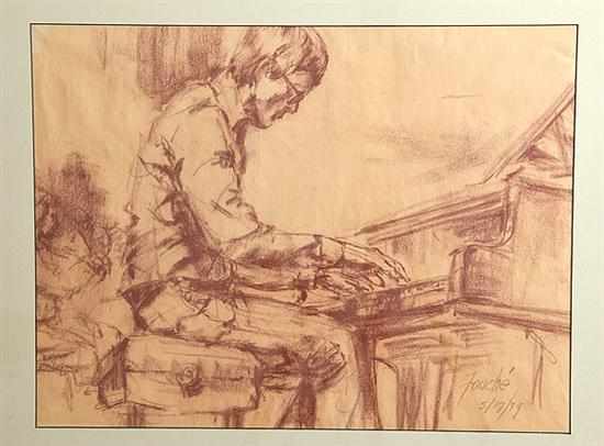 Appraisal: Virginia Fouche Bolton South Carolina - PIANO MAN pastel sketch