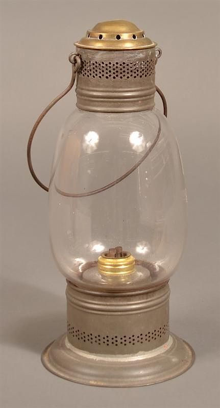 Appraisal: Glass and Tin Barn Lantern Glass and Tin Barn Lantern