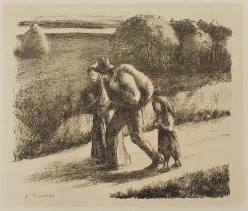 Appraisal: CAMILLE PISSARRO Les Trimadeurs Lithograph on cream laid paper x