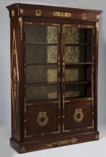 Appraisal: French Empire style bronze mounted mahogany bookcase Late th or