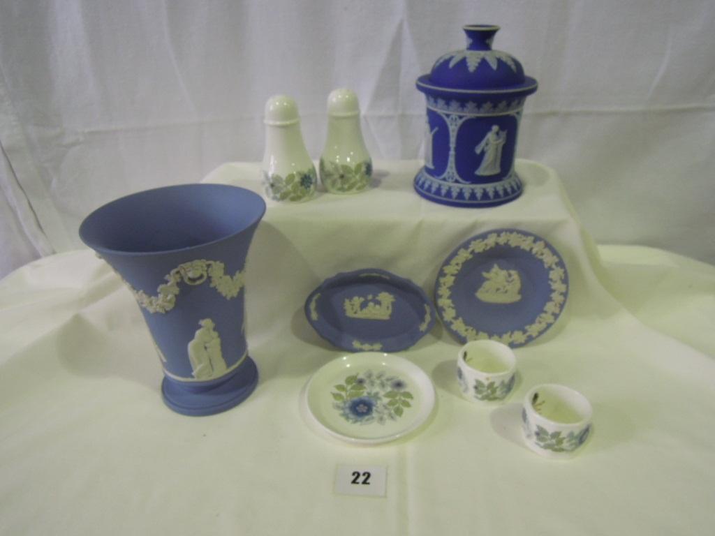 Appraisal: A collection of Wedgwood and other blue ground Jasperwares including