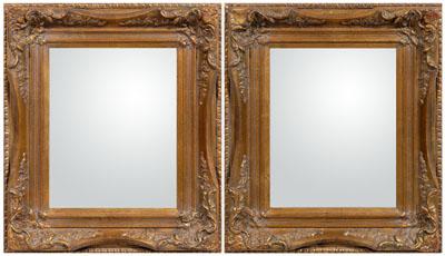 Appraisal: Pair modern gilt-framed mirrors each with beveled rectangular mirror plate