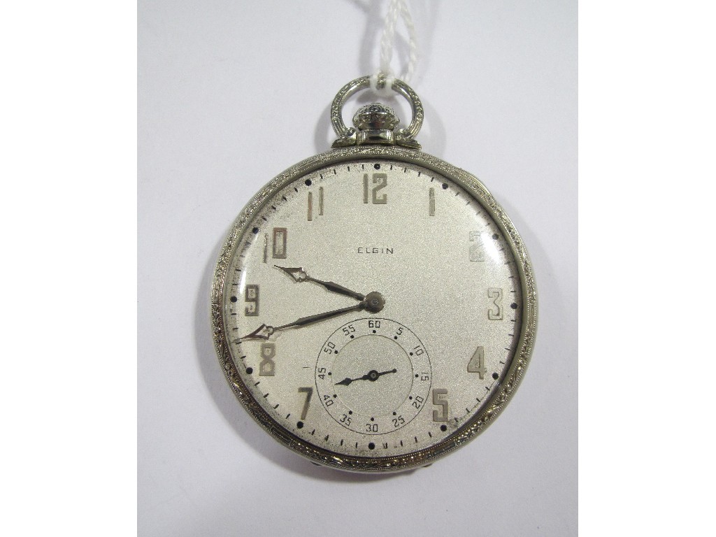 Appraisal: Fourteen carat white gold cased open faced pocket watch by