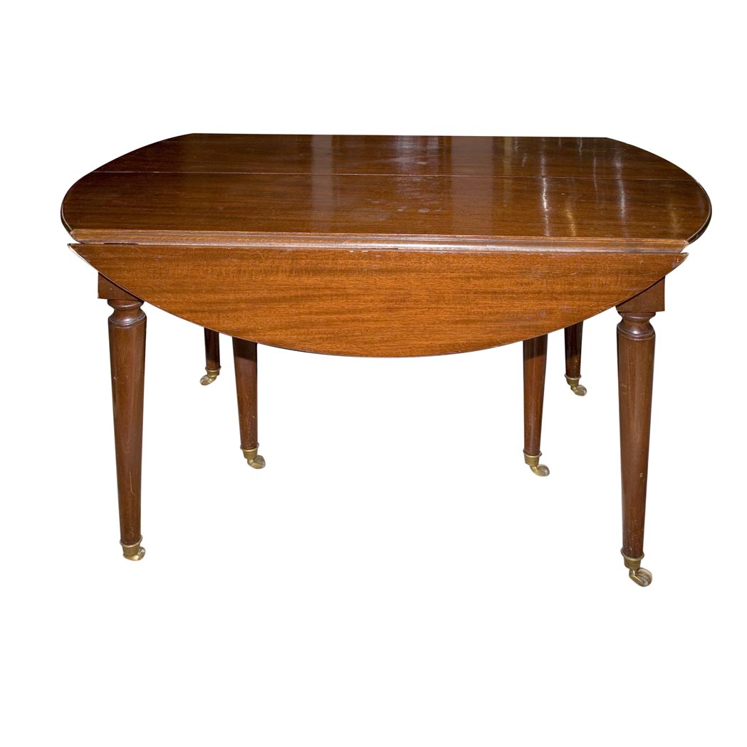 Appraisal: Directoire Style Brass Bound Mahogany Drop-Leaf Extension Dining Table With