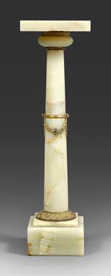 Appraisal: Bronze-mounted alabaster pedestal square top and column support front set