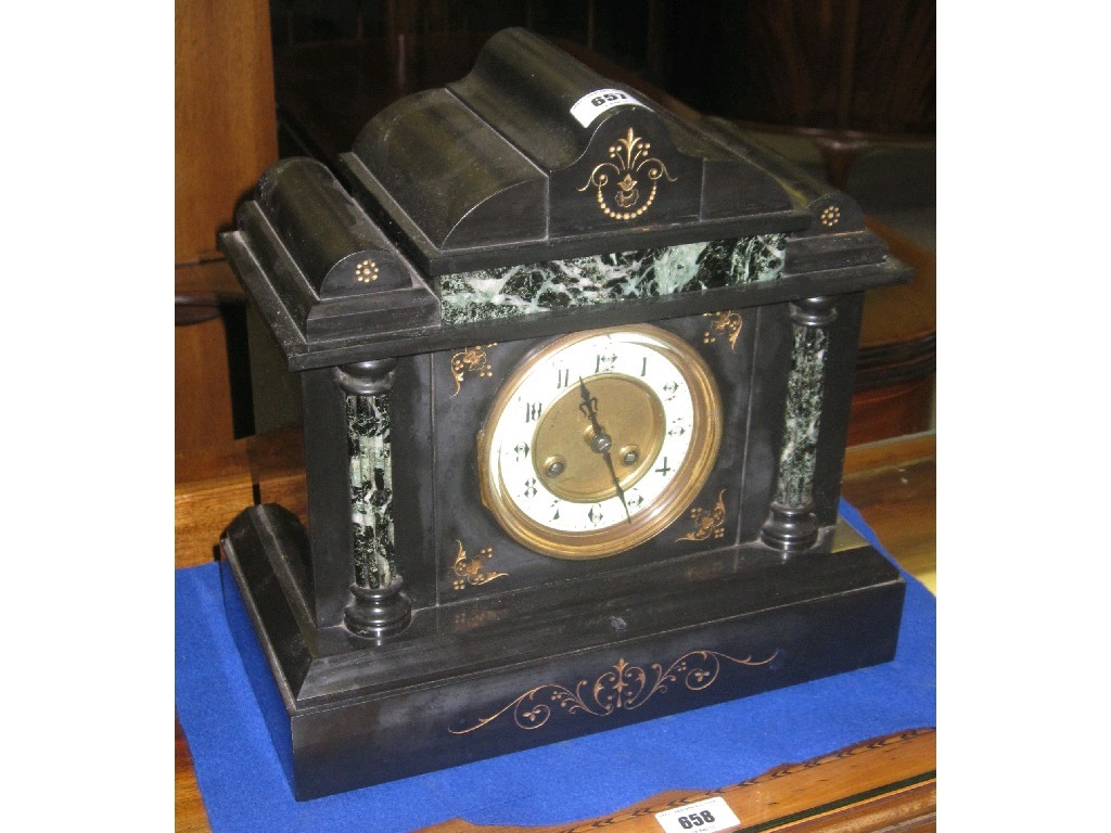 Appraisal: Black slate mantle clock