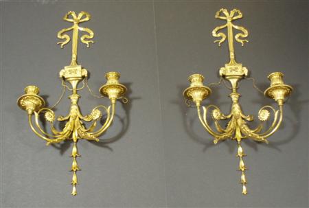 Appraisal: A pair of late th early th century gilt bronze