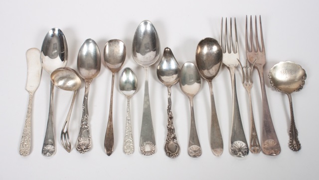 Appraisal: Fourteen assorted sterling silver flatware pieces various makers including Stieff