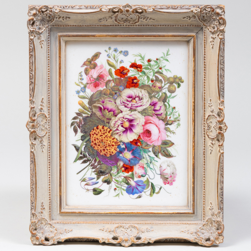 Appraisal: English Porcelain Rectangular Plaque of a Bouquet Probably Derby Apparently