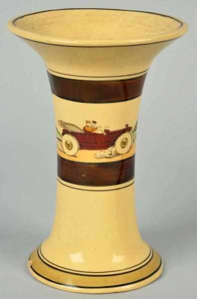 Appraisal: Roseville Touring Car Scene Pottery Vase Some crazing but no