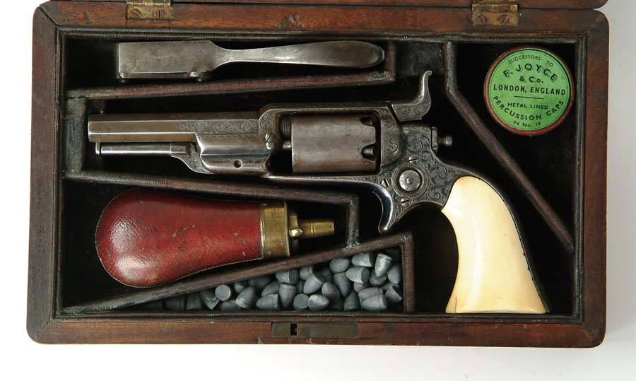 Appraisal: CASED ENGRAVED COLT MODEL ROOT PERCUSSION REVOLVER Cal SN Model