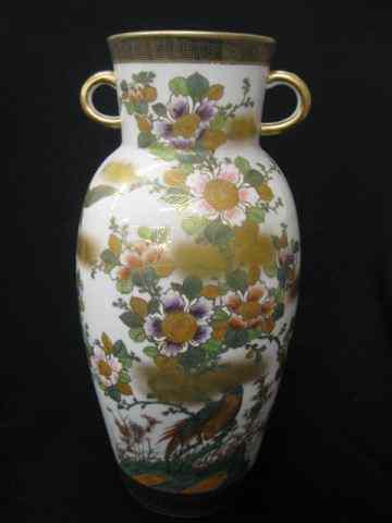 Appraisal: Japanese Porcelain Vase Kutani Stylewith bird floral with extensive gold