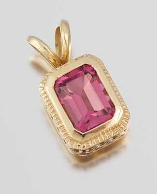 Appraisal: A Ladies' Pink Tourmaline Pendant k yellow gold pendant set