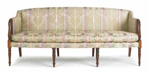 Appraisal: New England Federal mahogany sofa ca with an arched crest