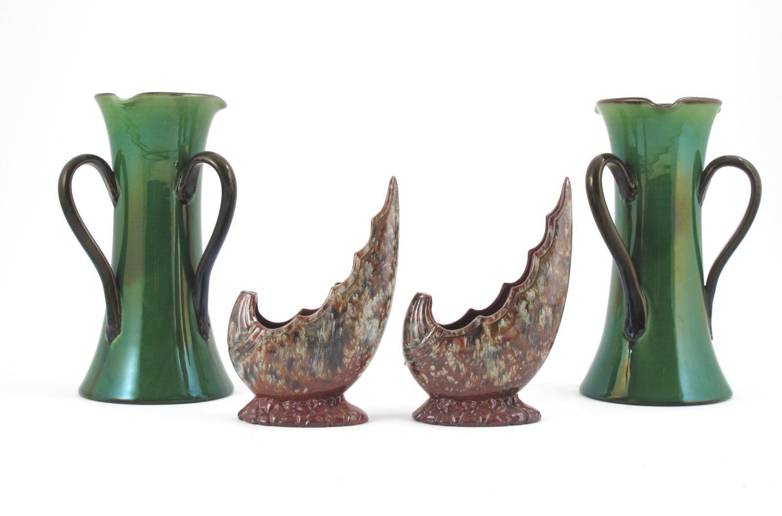 Appraisal: A pair of Watcombe Torquay shell vases