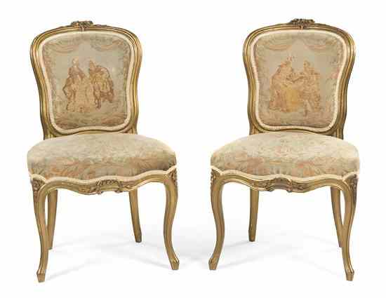 Appraisal: A Pair of Louis XVI Style Side Chairs having arched