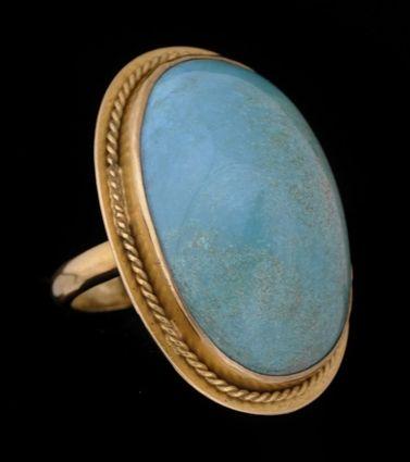 Appraisal: Persian Turquoise and K Gold Ring Provenance Property from the